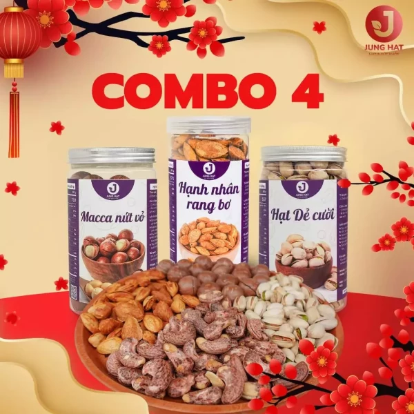 COMBO 4 loại Hạt Tết 2025 JUNG HẠT - ĂN VẶT, BIẾU TẶNG