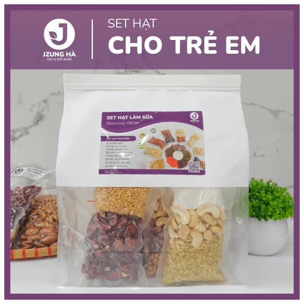 Set hạt làm sữa dinh dưỡng dành cho TRẺ EM - JUNG HẠT - Gói mix hạt CAO CẤP (50-60% hạt béo)