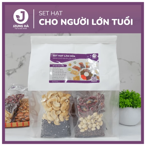 Set hạt làm sữa dinh dưỡng dành cho NGƯỜI LỚN TUỔI - JUNG HẠT - Gói mix hạt CAO CẤP (50-60% hạt béo)