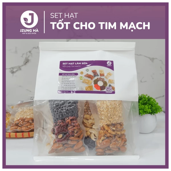 Set hạt làm sữa dinh dưỡng TỐT CHO TIM MẠCH - JUNG HẠT - Gói mix hạt CAO CẤP (50-60% hạt béo)