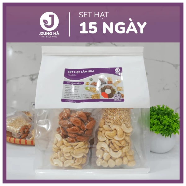 Set hạt làm sữa dinh dưỡng MIX SẴN 15 NGÀY (NỬA THÁNG) - JUNG HẠT - Gói mix hạt CAO CẤP (50-60% hạt béo)