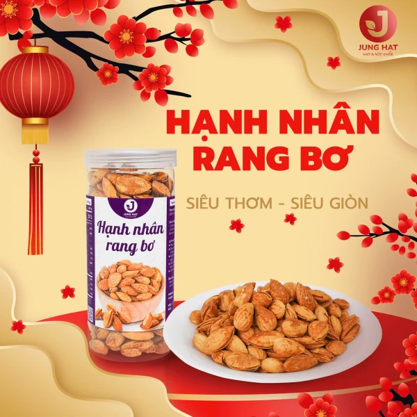 Hạt Hạnh nhân Rang bơ JUNG HẠT  Hàng chuẩn loại 1 vô cùng thơm ngon - MÓN QUÀ CHO SỨC KHỎE	