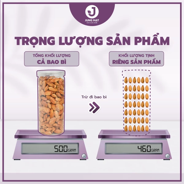 Hạt Hạnh nhân Rang bơ JUNG HẠT  Hàng chuẩn loại 1 vô cùng thơm ngon - MÓN QUÀ CHO SỨC KHỎE	