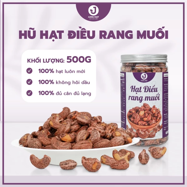 Hạt Điều rang muối nguyên hạt JUNG HẠT Size Lớn A180 - ĂN VẶT GIÁNG THON