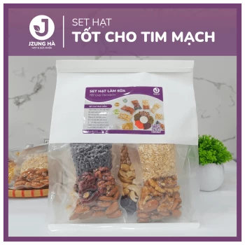 Set hạt làm sữa dinh dưỡng TỐT CHO TIM MẠCH - JUNG HẠT - Gói mix hạt CAO CẤP (50-60% hạt béo)