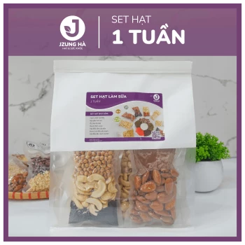 Set hạt làm sữa dinh dưỡng MIX SẴN 1 TUẦN - JUNG HẠT - Gói mix hạt CAO CẤP (50-60% hạt béo)