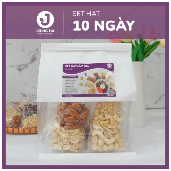 Set hạt làm sữa dinh dưỡng MIX SẴN 10 NGÀY - JUNG HẠT - Gói mix hạt CAO CẤP (50-60% hạt béo)