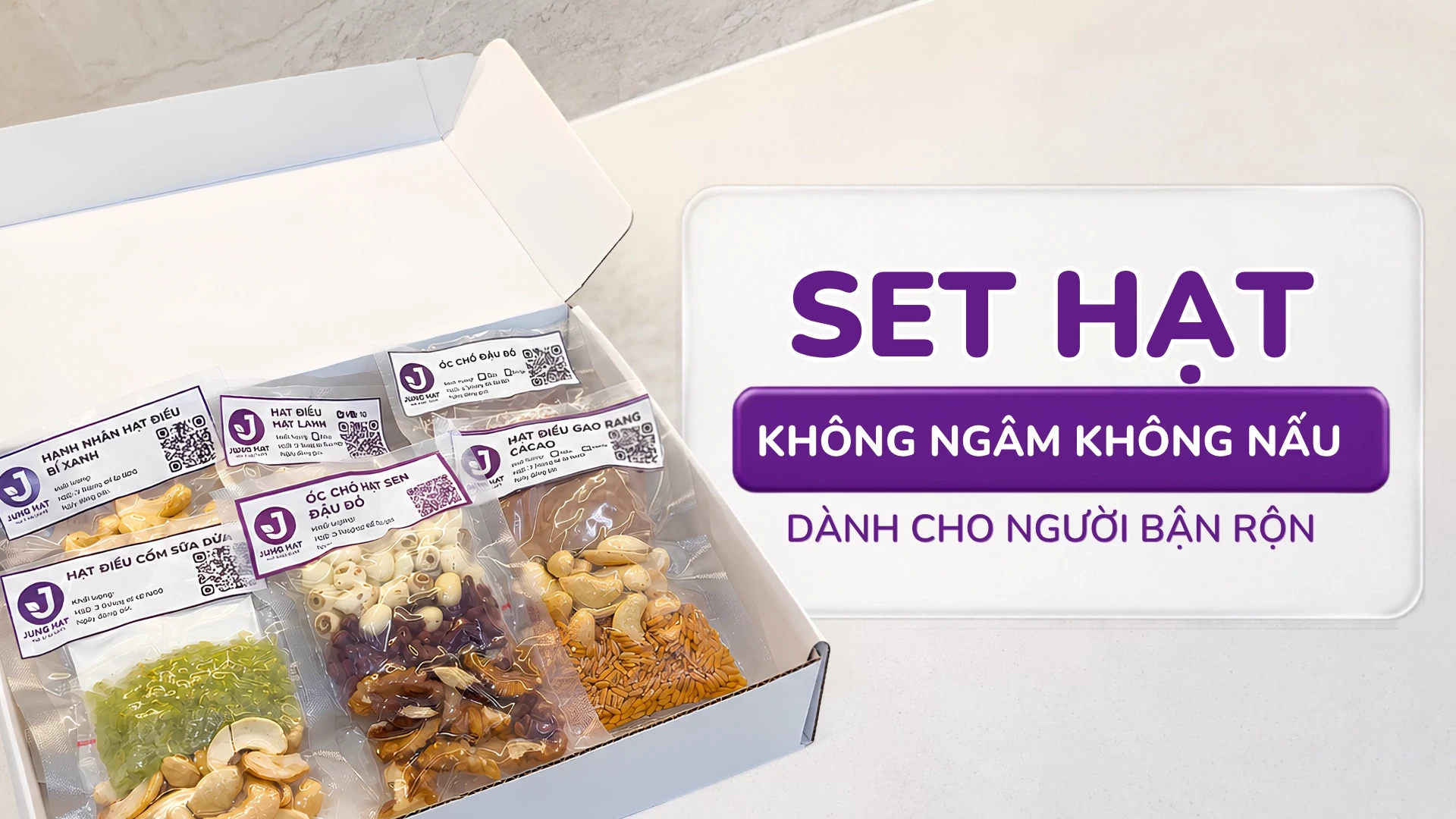 Set hạt không ngâm không nấu Jung Hạt: Giải pháp làm sữa hạt nhanh gọn và tiện lợi